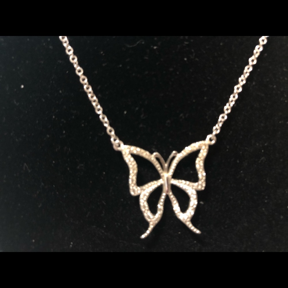 Sterling silver butterfly necklace,